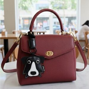 Cute Border Collie Style Bag Charm - Durable PU Leather Keychain for Pet Lovers
